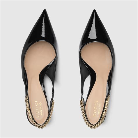 gucci black leather platform pumps|Gucci signoria slingback pump.